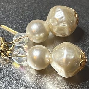 Up-cycled Cream Faux Pearl Earrings.